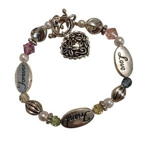 Silver Charm Bracelet with Multicolor Beads